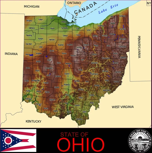 Ohio Counties Haritası Grafik Vektör Illüstrasyonu — Stok Vektör