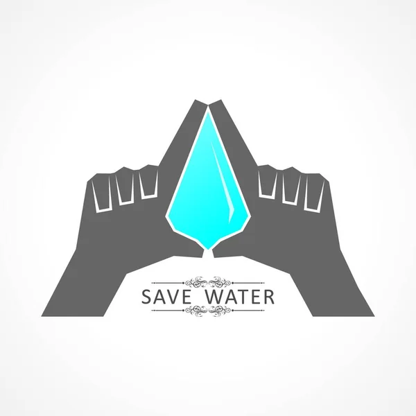Salvar Conceito Natureza Com Vetor Estoque Gota Água — Vetor de Stock