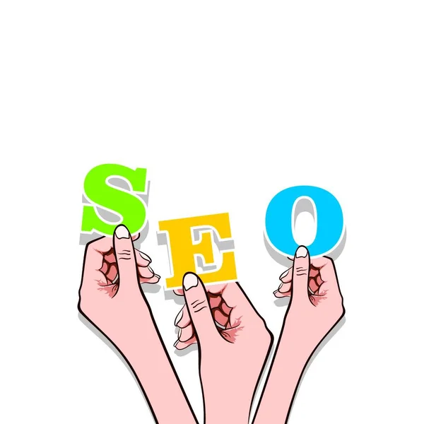 Seo Word Hand — Stock Vector
