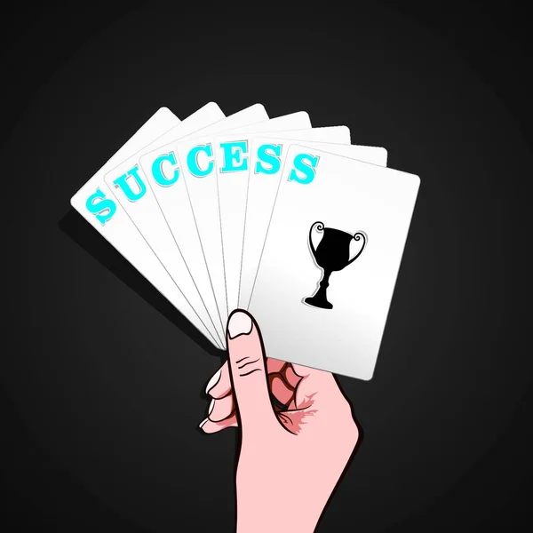 Succes Speelkaart Hand — Stockvector
