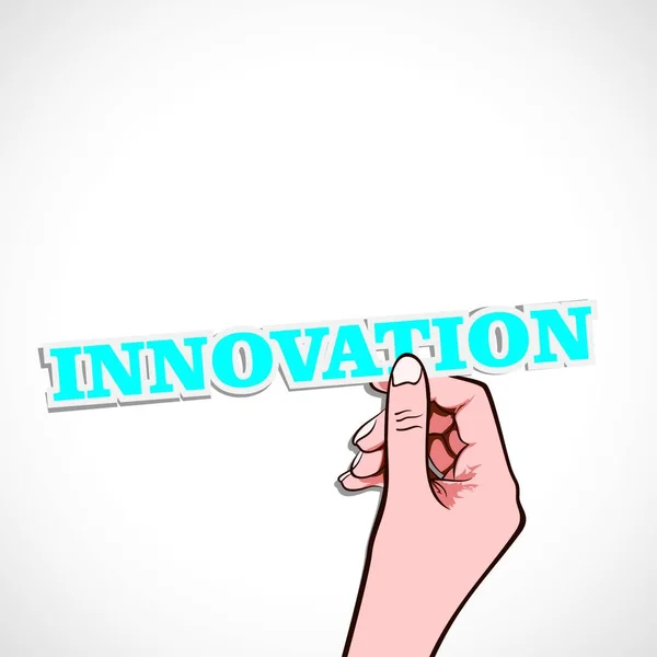 Palabra Innovación Mano Vector Ilustración — Vector de stock