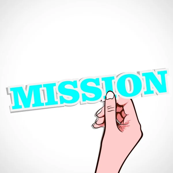 Mission Λέξη Στο Χέρι Διανυσματική Απεικόνιση — Διανυσματικό Αρχείο
