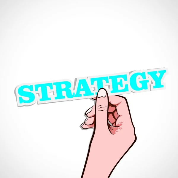 Estratégia Palavra Mão Ilustração Vetorial — Vetor de Stock