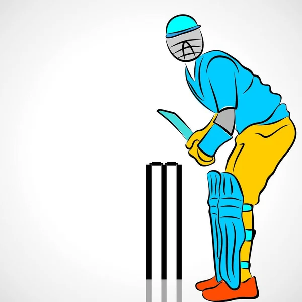 Cricket Speler Vector Illustratie — Stockvector