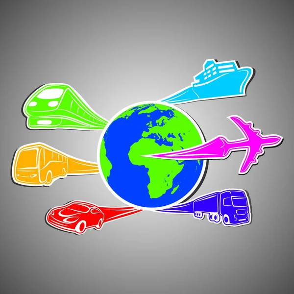 Ilustração Vetor Transporte Mundial — Vetor de Stock