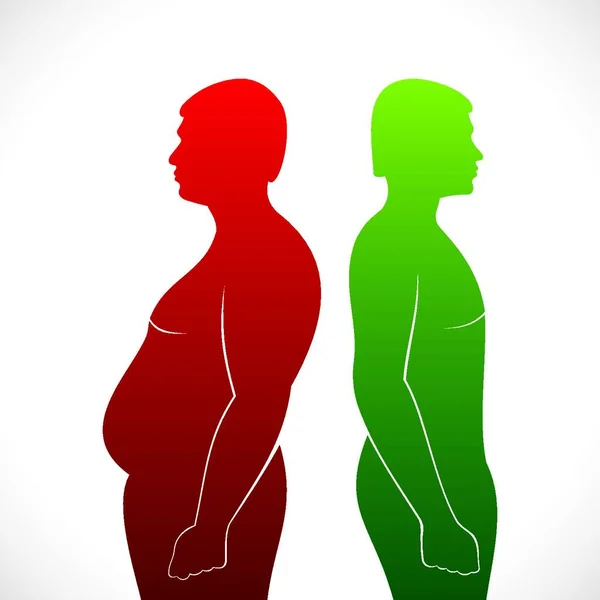 肥胖和苗条男子的病媒说明 — 图库矢量图片