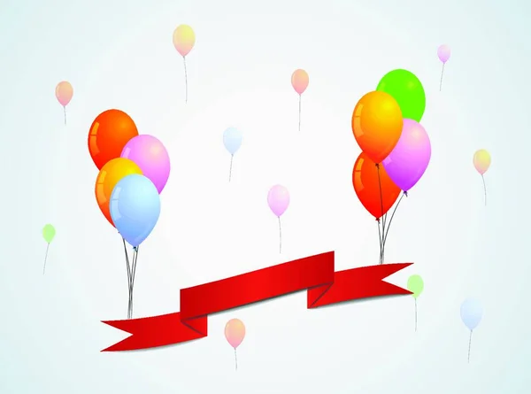 Balonlar Kurdele Grafik Vektör Illüstrasyonu — Stok Vektör