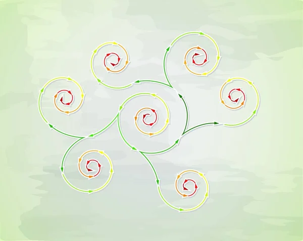Setas Espiral Conectadas Ilustração Vetorial Gráfica — Vetor de Stock