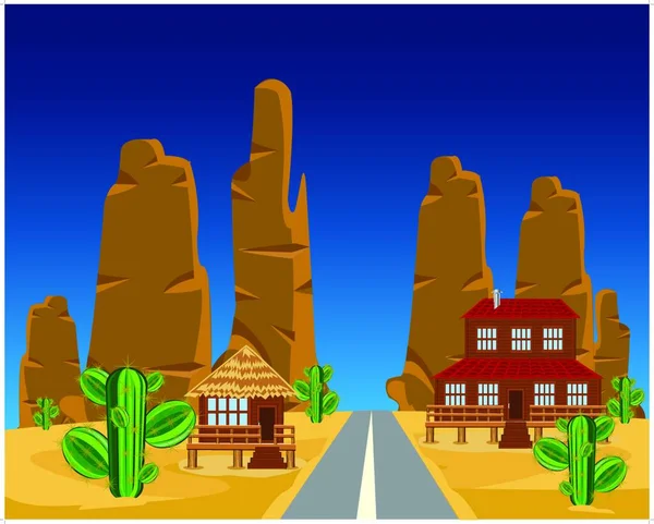 Straße Wüste Vektor Illustration — Stockvektor