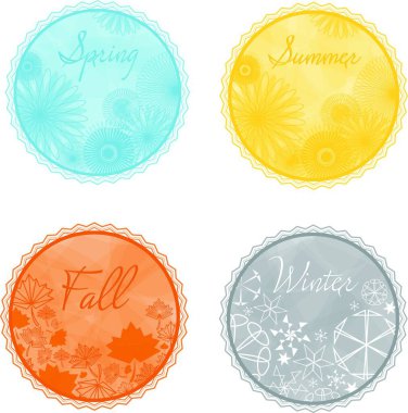 Mevsimler ayarlandı, vektör illüstrasyonu basit tasarım