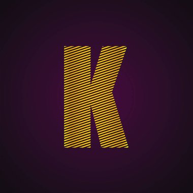 K nakışlı harf, vektör illüstrasyonu basit tasarım
