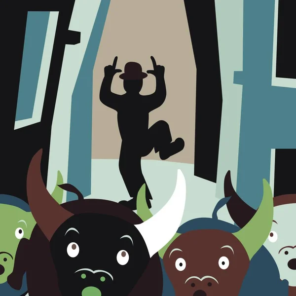 Bulls Löpande Vektor Illustration — Stock vektor