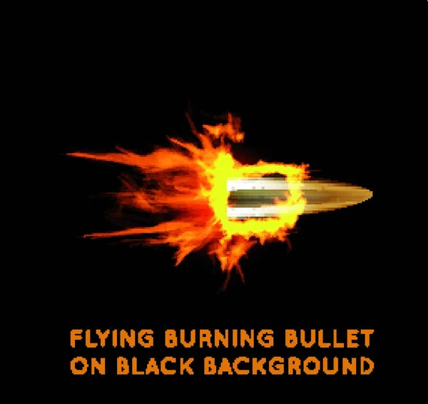 Flying Burning Bullet Vector Illustration — Stock Vector
