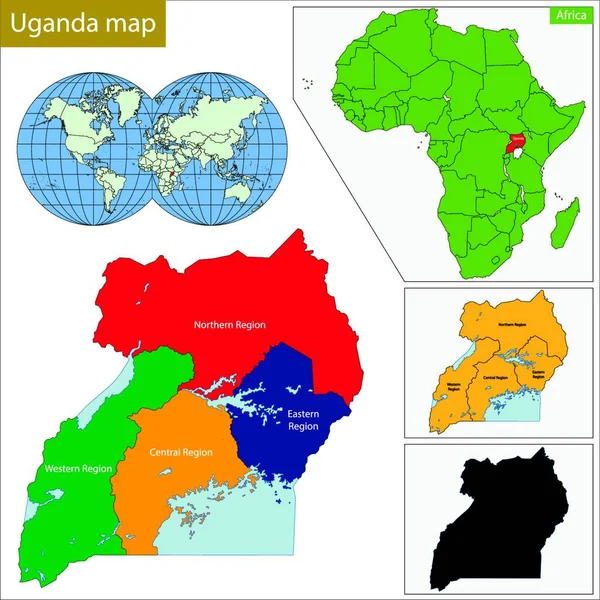 Uganda Mapa Web Simples Ilustração —  Vetores de Stock