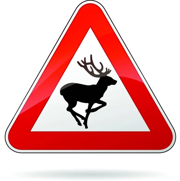 鹿警告サインベクトルイラストシンプルなデザイン — ストックベクタ