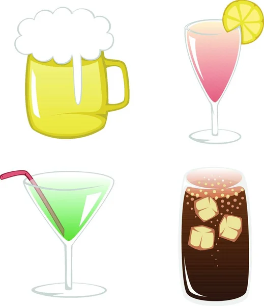 Bebidas Verano Ilustración Vectorial Diseño Simple — Vector de stock