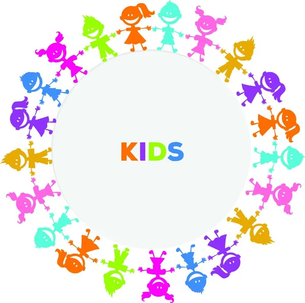Πολύχρωμο Παιδιά Φίλους Διανυσματική Απεικόνιση Απλό Σχεδιασμό — Διανυσματικό Αρχείο