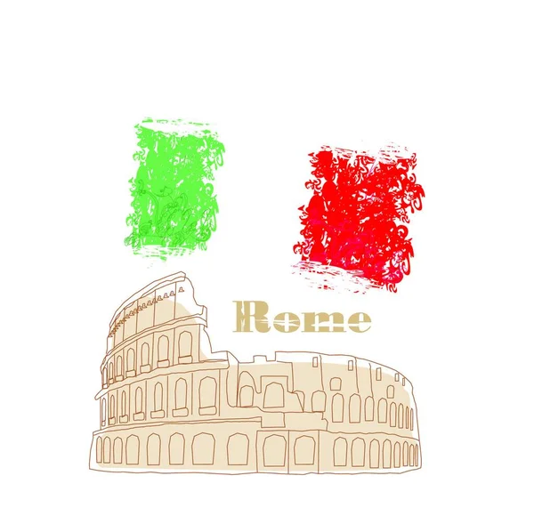 Koloseum Rzymie Wektor Ilustracja Prosty Projekt — Wektor stockowy
