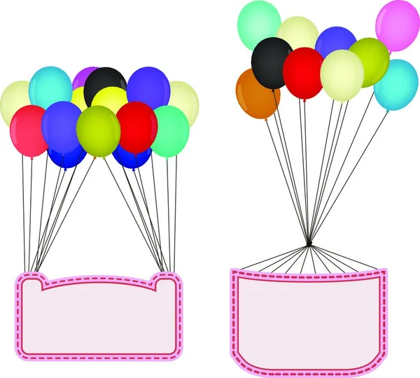 Plakalı Balonlar Vektör Illüstrasyonu Basit Tasarım — Stok Vektör