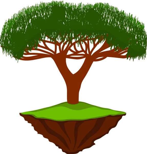 Дерево Бонсай Векторная Иллюстрация Простой Дизайн — стоковый вектор