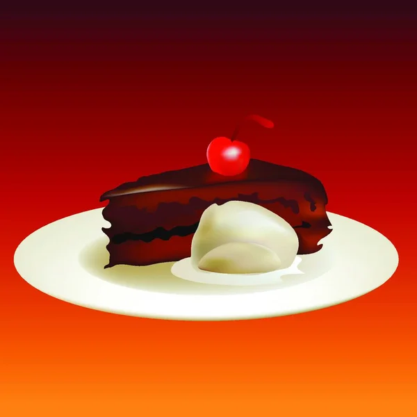 Gâteau Chocolat Illustration Vectorielle Design Simple — Image vectorielle