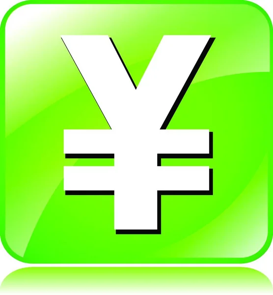 Groene Yen Icoon Vector Illustratie — Stockvector