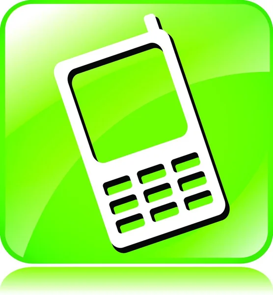 Ilustrace Zelené Ikony Mobilního Telefonu — Stockový vektor