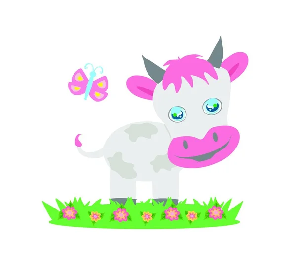Vaca Mariposa Vector Ilustración — Vector de stock