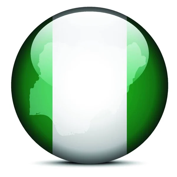 Map Flag Button Federal Republic Nigeria — Stock Vector