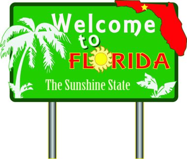 Florida 'ya hoş geldiniz, basit vektör çizimi.