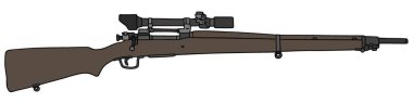 Eski askeri tüfek, vektör çizimi basit tasarım.