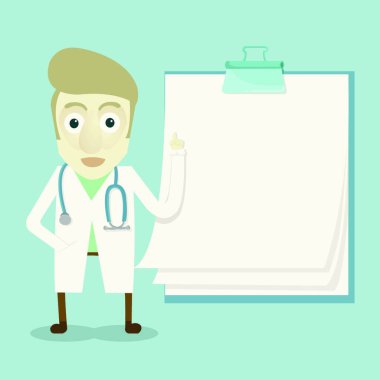 Diş hekimi ile tıbbi notlar, vektör illüstrasyonu basit tasarım