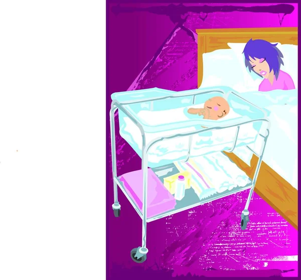 Απεικόνιση Του Μωρού Ύπνο Ροζ — Διανυσματικό Αρχείο