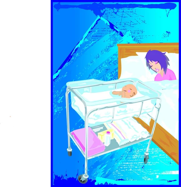 Illustration Des Babyschlafs Blau — Stockvektor