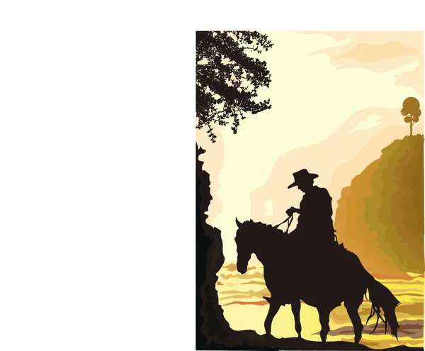 Illustration Cowboy Scene — Stock Vector