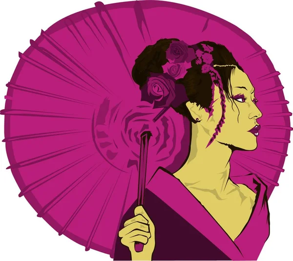 Geisha Illustration Icône Simple Web — Image vectorielle