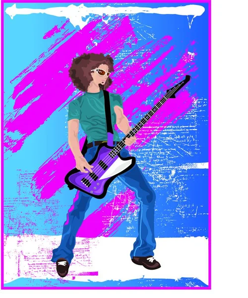 Guitar Hero Afro Ilustración Vectorial Gráfica — Archivo Imágenes Vectoriales