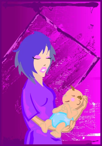 Μωρό Μητέρα Διανυσματική Απεικόνιση — Διανυσματικό Αρχείο