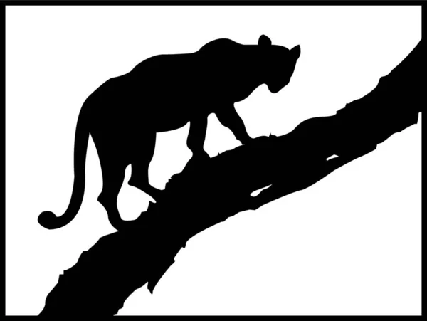 Leopard Στο Δέντρο Διανυσματική Απεικόνιση Απλό Σχέδιο — Διανυσματικό Αρχείο