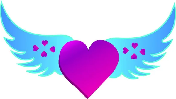 Winged Heart Web Simple Icon Illustration — 스톡 벡터