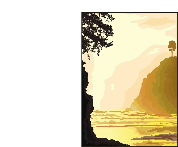 Mountain Scene Sunset Vector Illustration — 스톡 벡터