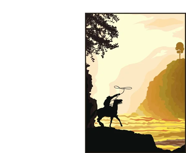 Mountain Scene Sunset Vector Illustration — Stock Vector