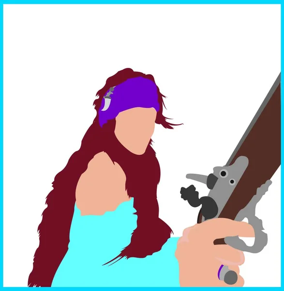 Pirate Woman Vector Illustratie Eenvoudig Ontwerp — Stockvector