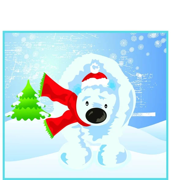 Polar Julbjörn Vektor Illustration Enkel Design — Stock vektor