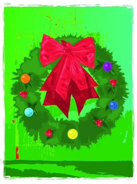 Christmas Wreath Vector Illustration Simple Design — Stock Vector