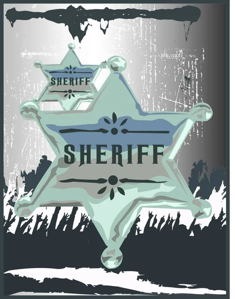 Illustration Sheriff Badge Silver — Stock Vector