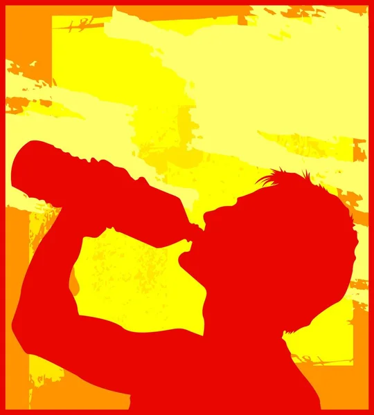Illustration Mannen Dricksvatten — Stock vektor