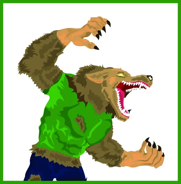 Weerwolf Kleurrijke Vector Illustratie — Stockvector