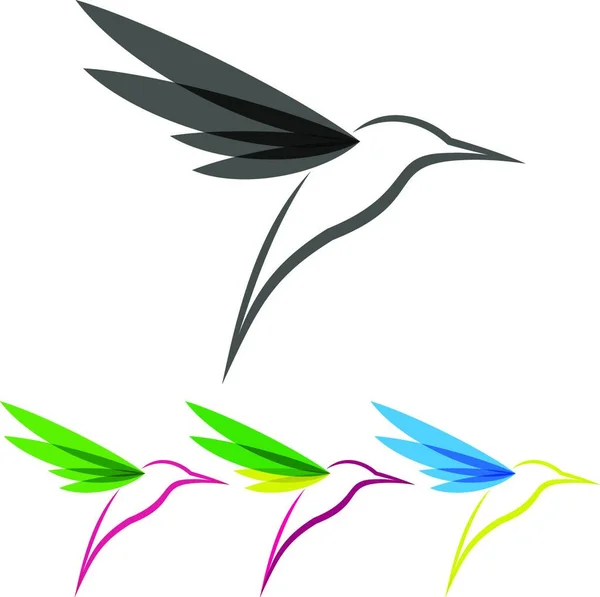 Gekleurde Gestileerde Colibri Kleurrijke Vector Illustratie — Stockvector