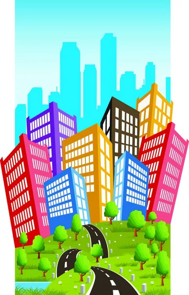Droga Miasta Kolorowe Wektor Ilustracji — Wektor stockowy